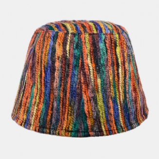 Damen Woolen Mixed Color Persönlichkeit Street Trend Colorful Bucket Hat