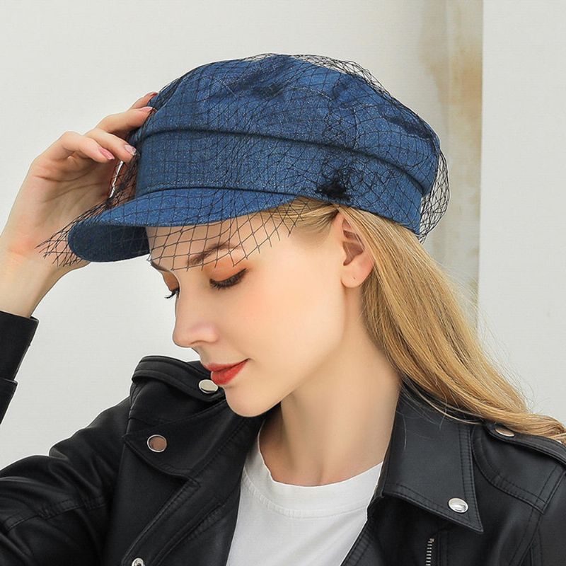 Denim Mesh Navy Cap Schirmmütze Flat Hats Wild England Military Hat Captain Caps Navy Caps