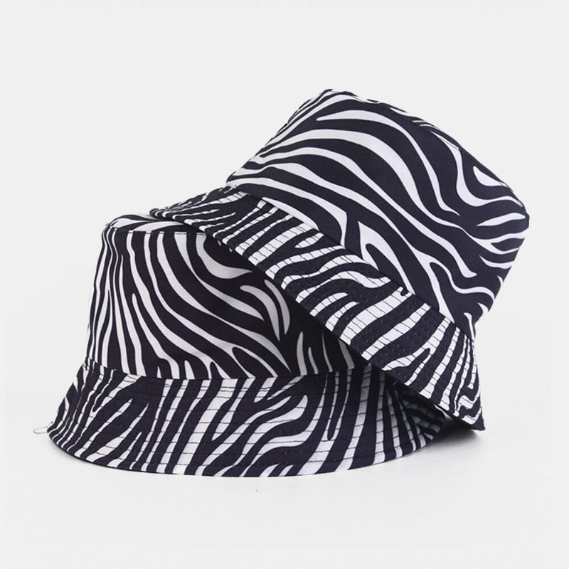 Doppelseitig Zu Tragender Damen-bucket Hat Mit Zebra-kuh-panda-muster Modischer Lässiger Allgleiches-sonnenschutz-strandhut