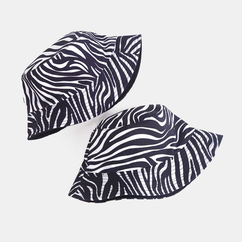 Doppelseitig Zu Tragender Damen-bucket Hat Mit Zebra-kuh-panda-muster Modischer Lässiger Allgleiches-sonnenschutz-strandhut