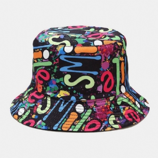 Doppelseitiger Bunter Graffiti-hip-hop-mode-sonnenschutz-eimerhut Für Unisex