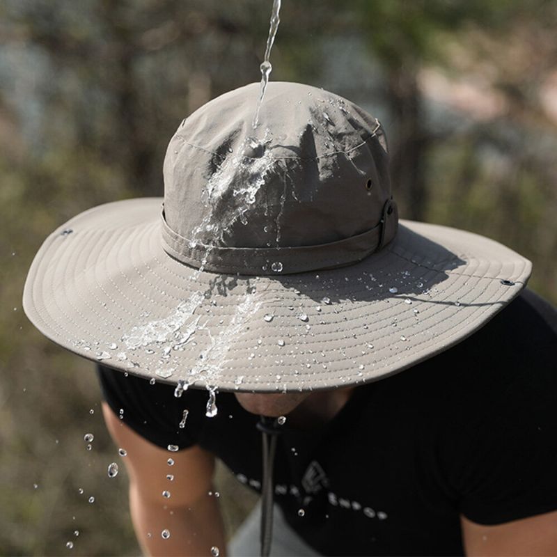 Doppelt Verwendbarer Anti-uv-eimerhut Für Herren Mit Großer Krempe Winddichtem Seil Verstellbarem Outdoor-angeln-sonnenschutzhut