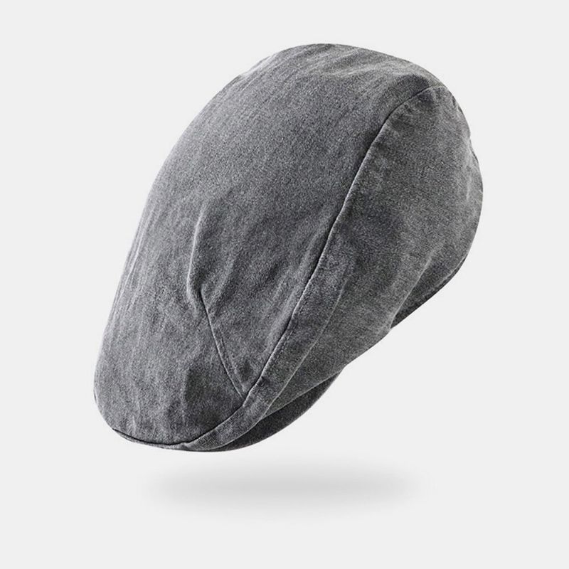 Einfarbige Baskenmütze Aus Baumwolle Für Herren Retro Washed Dome Forward Cap Ballonmütze