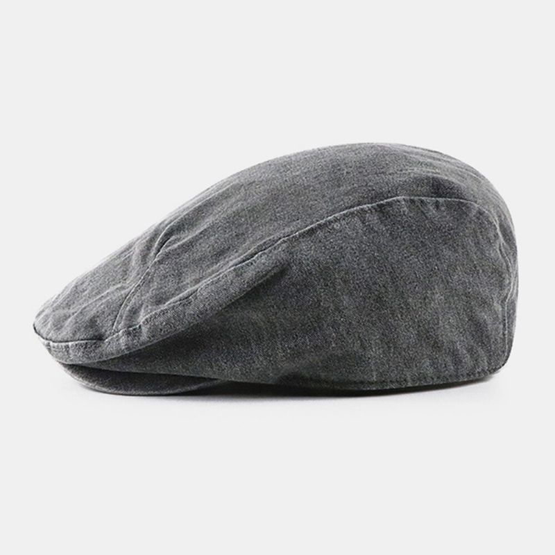 Einfarbige Baskenmütze Aus Baumwolle Für Herren Retro Washed Dome Forward Cap Ballonmütze