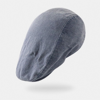 Einfarbige Baskenmütze Aus Baumwolle Für Herren Retro Washed Dome Forward Cap Ballonmütze