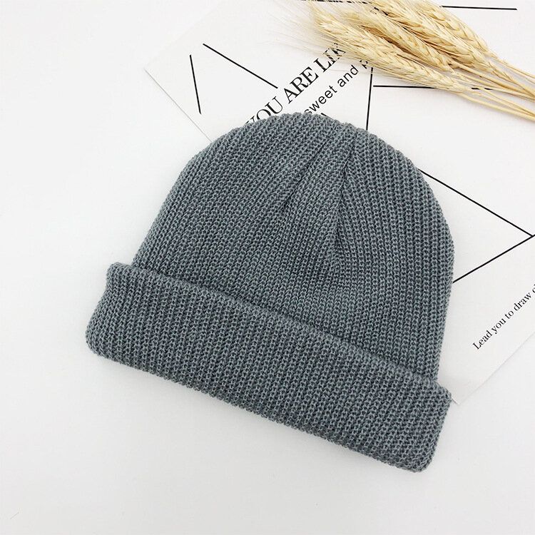 Einfarbige Gestrickte Unisex-wollmütze Totenkopfmütze Beanie-mützen