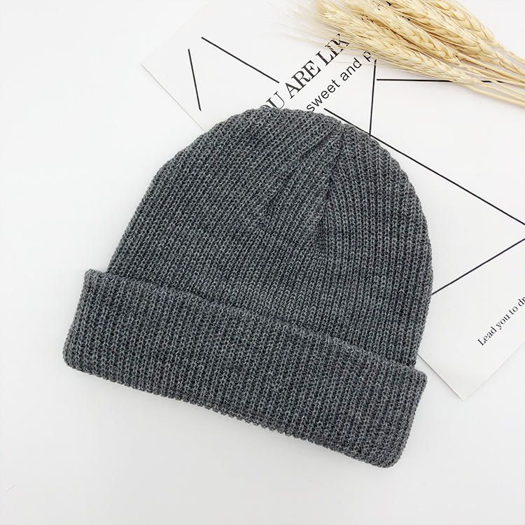 Einfarbige Gestrickte Unisex-wollmütze Totenkopfmütze Beanie-mützen