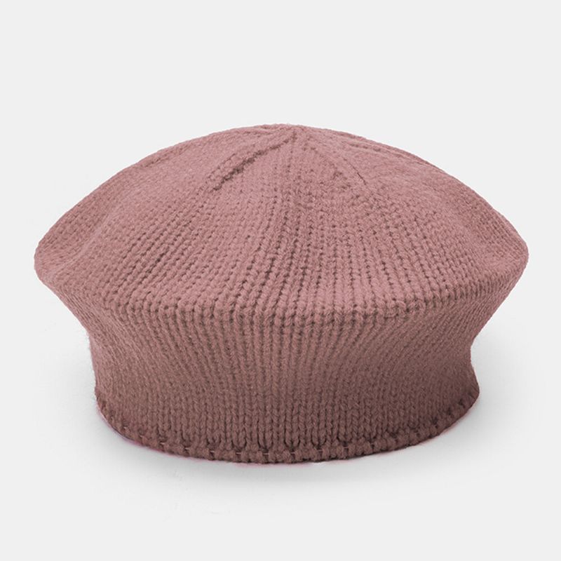 Frauen Acryl Buchstabe Aufnäher Herbst Winter Warm Wild Barett Cap Lässige Elastische Verstellbare Strickmütze