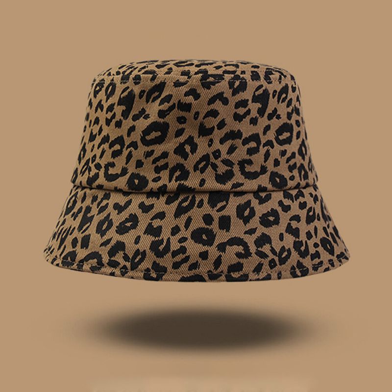 Frauen-baumwollleopard-muster-druck-mode-allgleiches-sonnenschutz-eimer-hut