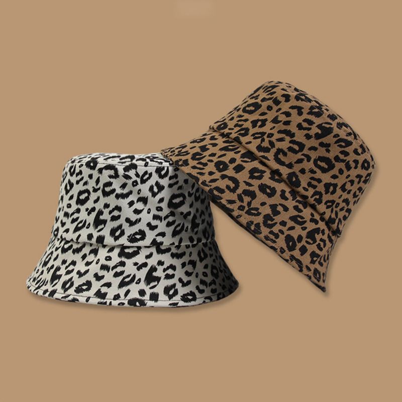 Frauen-baumwollleopard-muster-druck-mode-allgleiches-sonnenschutz-eimer-hut