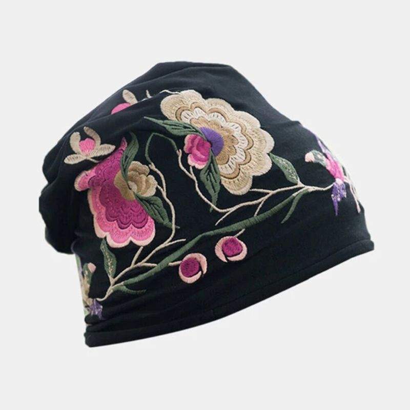 Frauen-baumwollstickerei-blumen-drucken-ethno-art-beanie-hut-atmungsaktive Turban-kappe