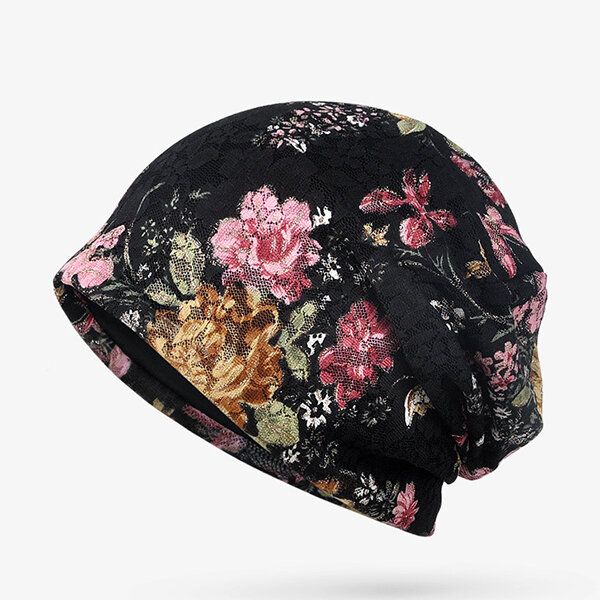 Frauen-blumen-baumwollspitze-beanie-hut-ethno-weinlese-gute Elastische Atmungsaktive Turban-kappen