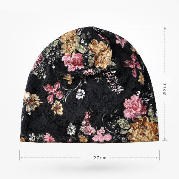 Frauen-blumen-baumwollspitze-beanie-hut-ethno-weinlese-gute Elastische Atmungsaktive Turban-kappen