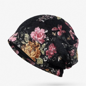 Frauen-blumen-baumwollspitze-beanie-hut-ethno-weinlese-gute Elastische Atmungsaktive Turban-kappen