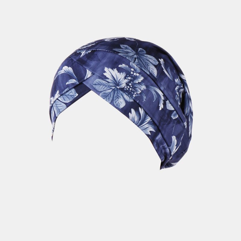 Frauen Blumendruck Turban Hut Baumwolle Casual Atmungsaktive Kopfkappen Beanie