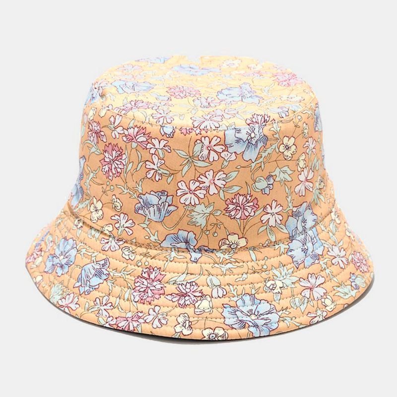 Frauen Doppelseitiger Sommer Uv-schutz Blumenmuster Casual Outdoor Sonnenhut Bucket Hat