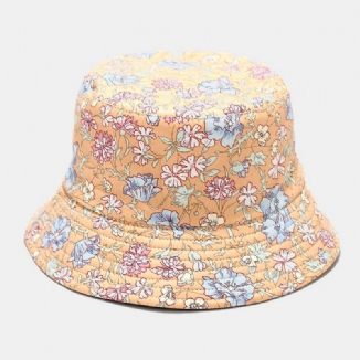 Frauen Doppelseitiger Sommer Uv-schutz Blumenmuster Casual Outdoor Sonnenhut Bucket Hat