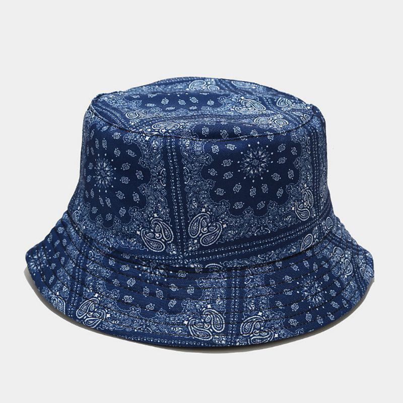 Frauen Doppelseitiger Sommer Uv-schutz Cashew-blumenmuster Stickerei Casual Stilvoller Sonnenhut Bucket Hat