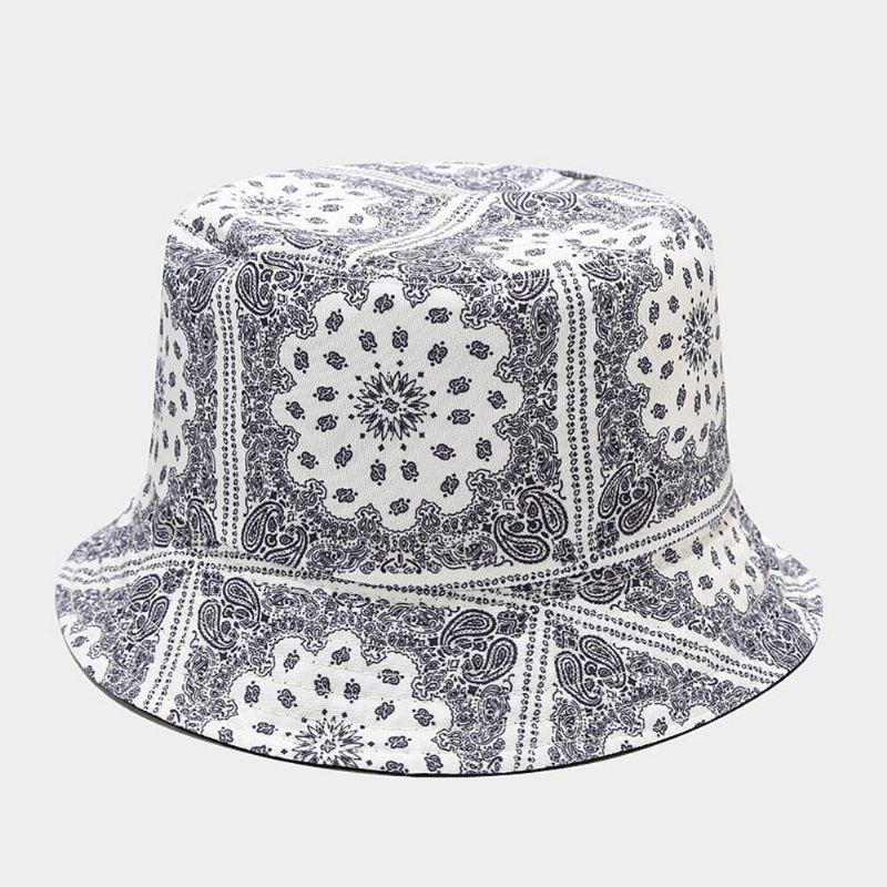 Frauen Doppelseitiger Sommer Uv-schutz Cashew-blumenmuster Stickerei Casual Stilvoller Sonnenhut Bucket Hat