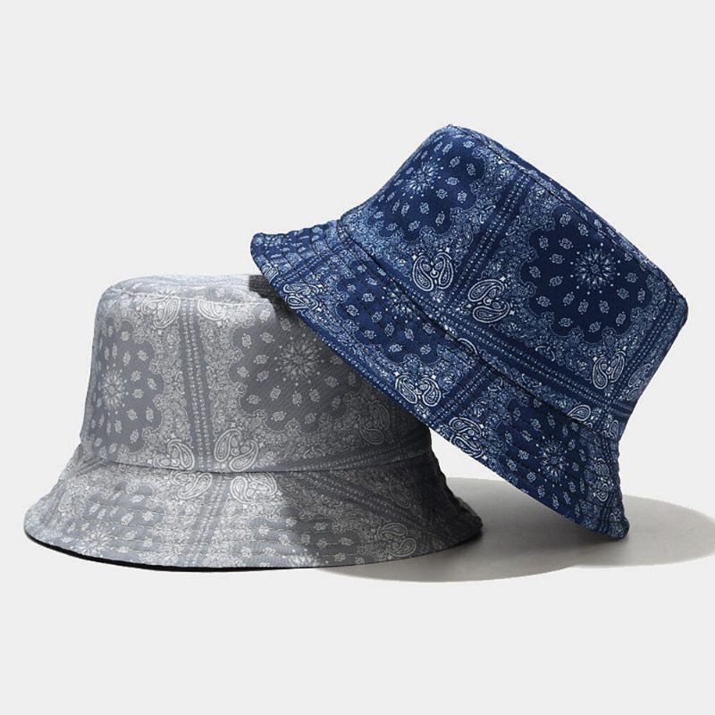 Frauen Doppelseitiger Sommer Uv-schutz Cashew-blumenmuster Stickerei Casual Stilvoller Sonnenhut Bucket Hat