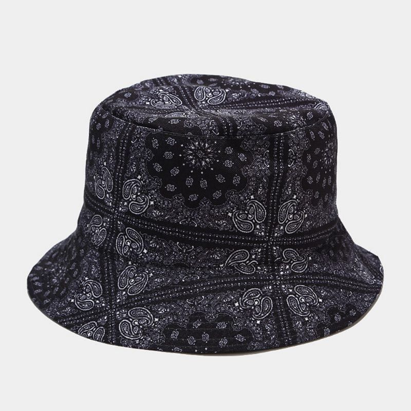 Frauen Doppelseitiger Sommer Uv-schutz Cashew-blumenmuster Stickerei Casual Stilvoller Sonnenhut Bucket Hat