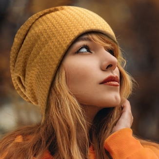 Frauen Herbst Winter Wärme Plaidmuster Strickmütze Baotou Mütze Weiche Atmungsaktive Elastische Verstellbare Mütze Beanie Mütze