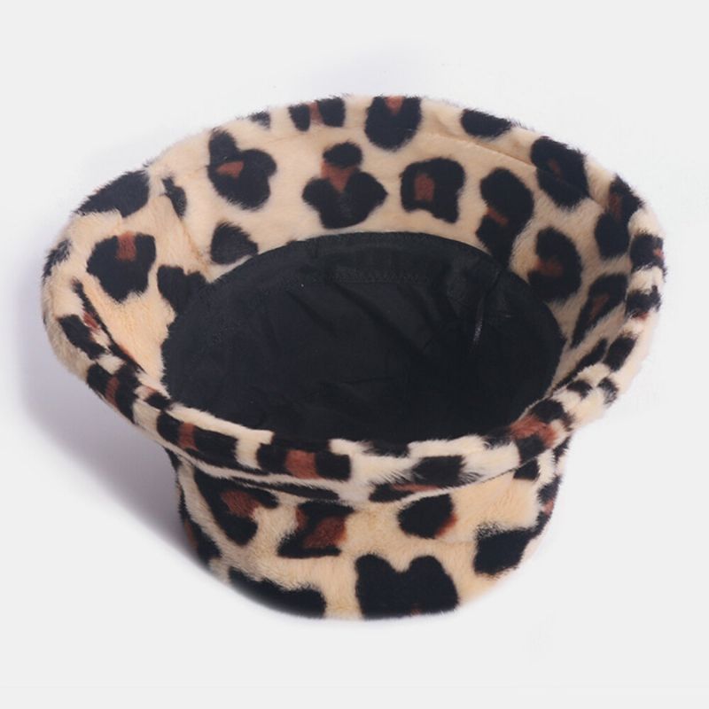 Frauen-kaninchenhaar-leopard-muster-beiläufiger Warmer Allgleiches Eimer-hut