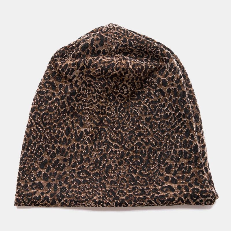 Frauen-leopardmuster-elastischer Baotou-hut-sommer-herbst-außensonnenschutz-atmungsaktiver Justierbarer Schädel-hut-beanie-hut