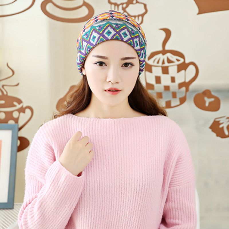 Frauen-mehrzweck-druck-turban-kappe Lässiger Sommer-außenhals-gamasche Gute Elastische Weiche Beanie-mütze