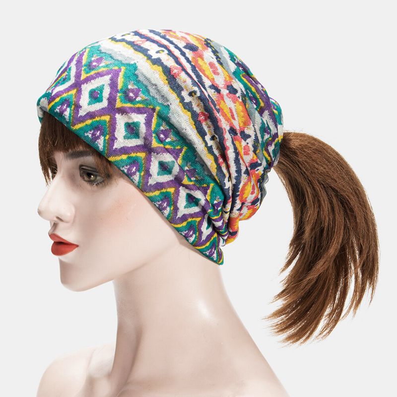 Frauen-mehrzweck-druck-turban-kappe Lässiger Sommer-außenhals-gamasche Gute Elastische Weiche Beanie-mütze