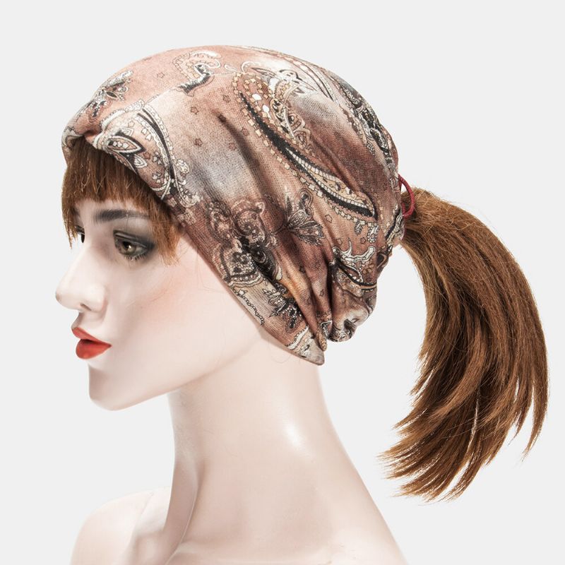 Frauen-mehrzweck-druck-turban-kappe Lässiger Sommer-außenhals-gamasche Gute Elastische Weiche Beanie-mütze