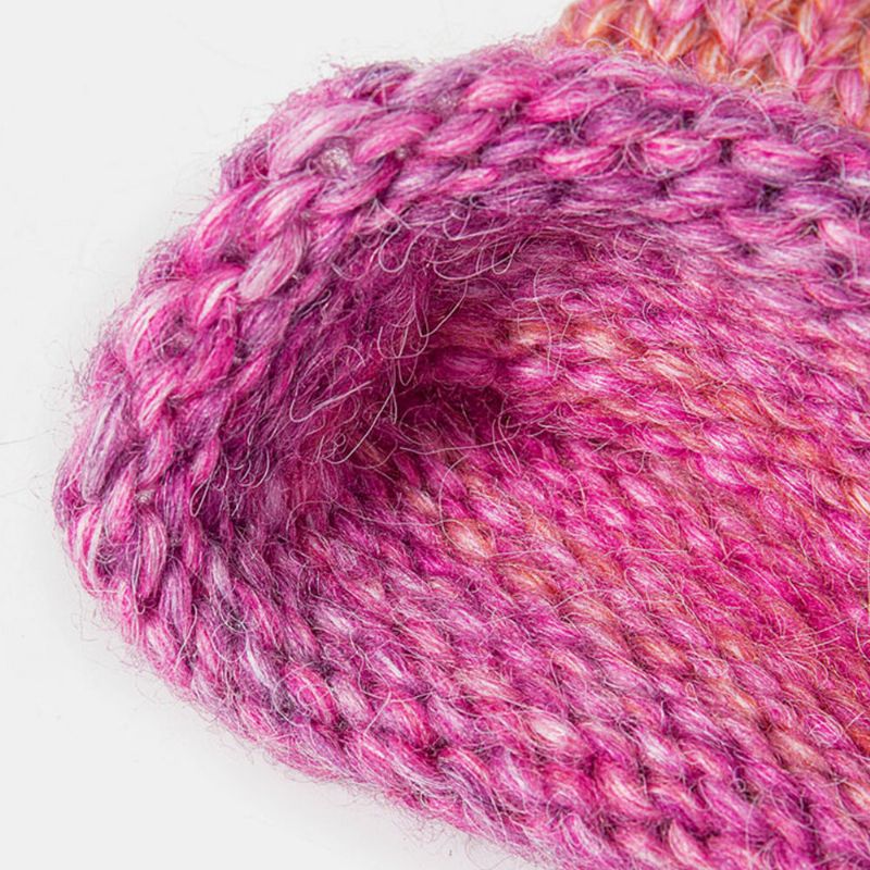 Frauen Mischfarbe Gestrickt Tie-dye Farbverlauf Vintage Mode Wärme Brimless Beanie Mütze