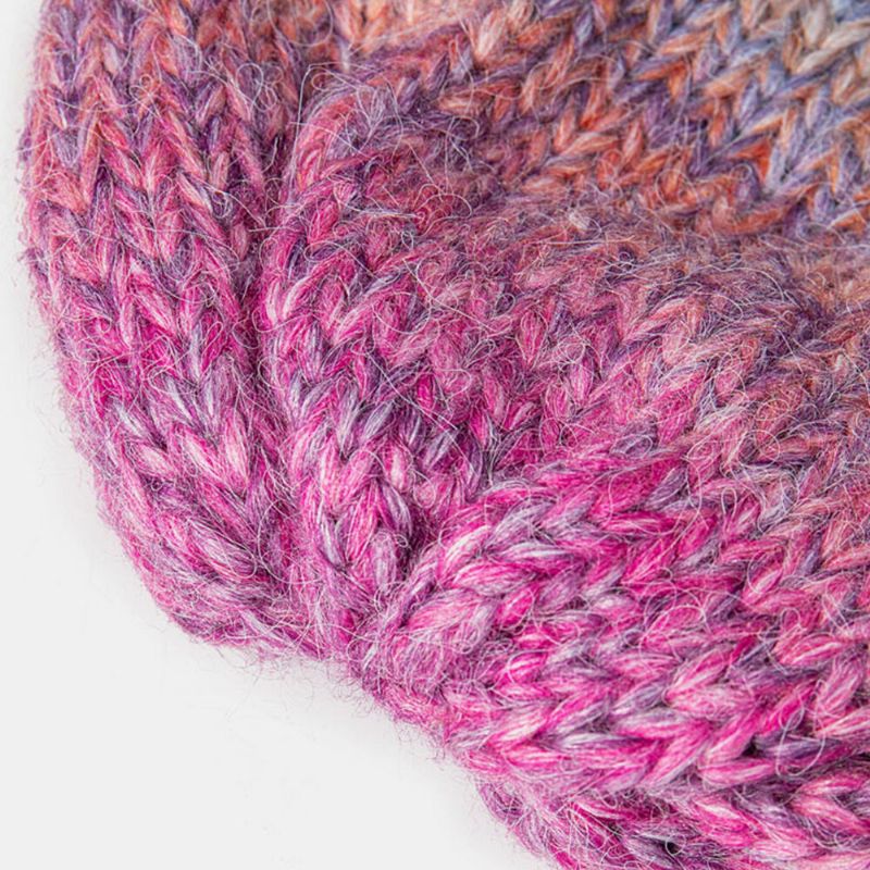 Frauen Mischfarbe Gestrickt Tie-dye Farbverlauf Vintage Mode Wärme Brimless Beanie Mütze