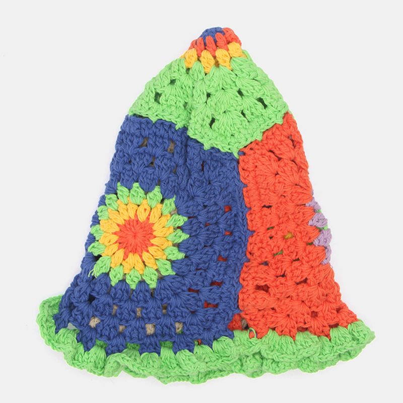 Frauen-sonnenmuster-hohler Regenbogen Gestrickter Baotou-kappen-sommer-atmungsaktiver Eimer-hut