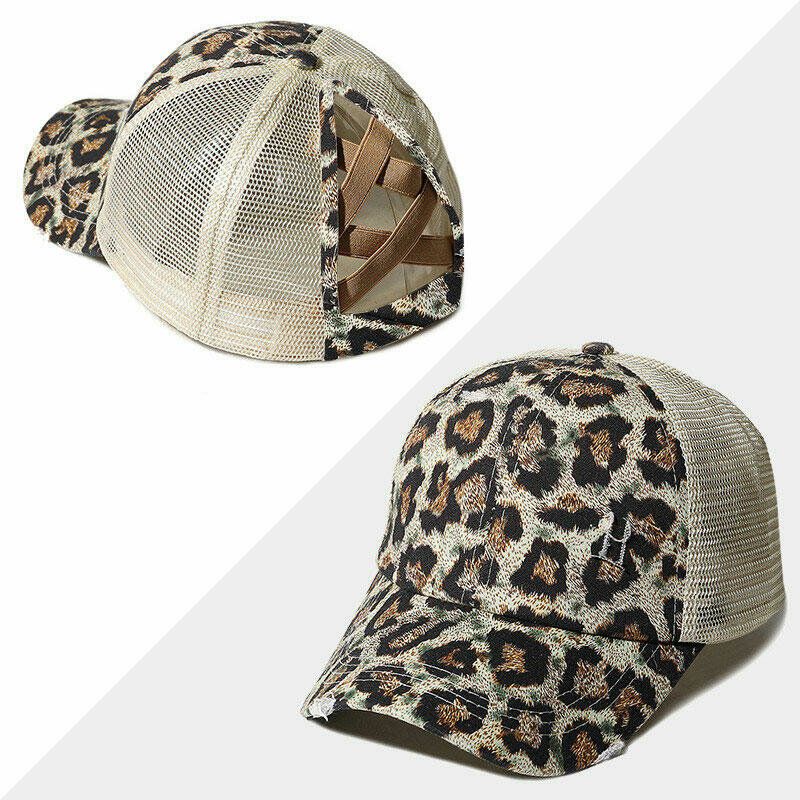 Hallow Out-baseballmütze Aus Atmungsaktivem Mesh Mit Leopardenmuster Für Damen