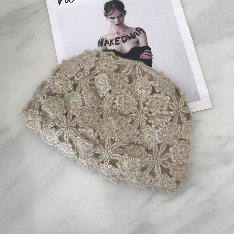 Handgehäkelte Beanie-mützen Für Damen Retro Literarische Lässige Turban-mütze