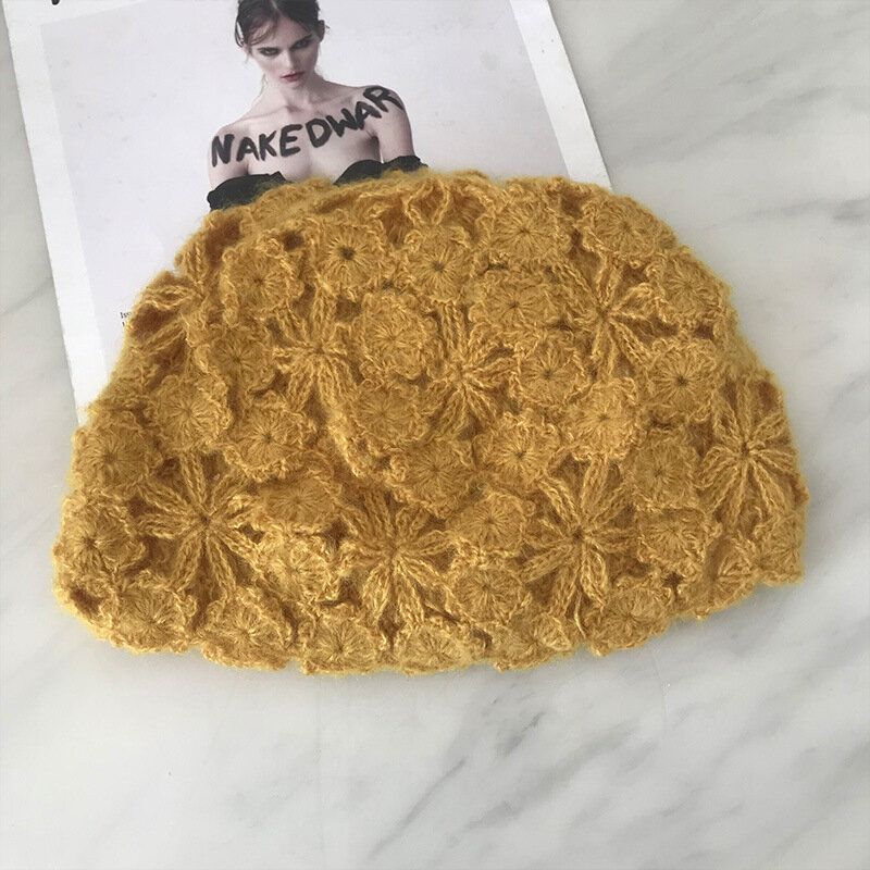 Handgehäkelte Beanie-mützen Für Damen Retro Literarische Lässige Turban-mütze