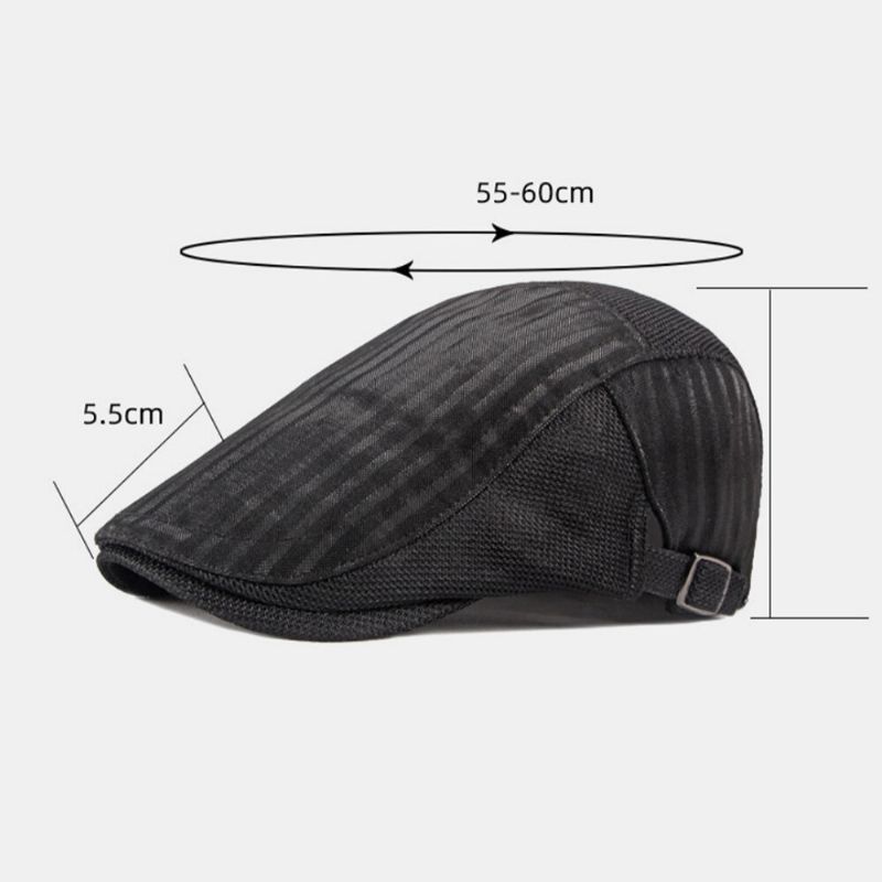 Herren Ballonmütze Vertikale Streifen Polyester Mesh Patchwork Verstellbarer Outdoor Atmungsaktiver Sonnenschutz Vorderhut Barett Schiebermütze