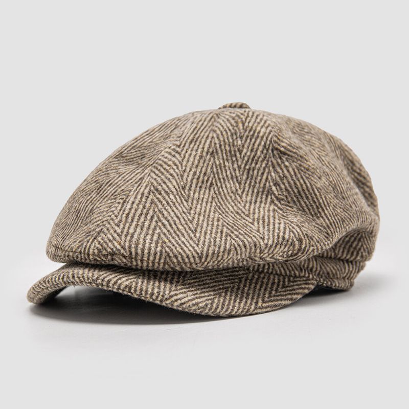 Herren Ballonmützen British Fashion Herringbone Hat Mit Kurzer Krempe Achteckiger Hut Painter Hat