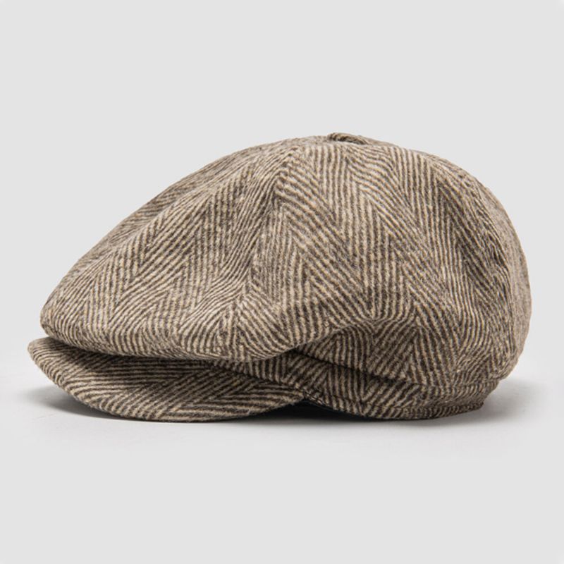 Herren Ballonmützen British Fashion Herringbone Hat Mit Kurzer Krempe Achteckiger Hut Painter Hat