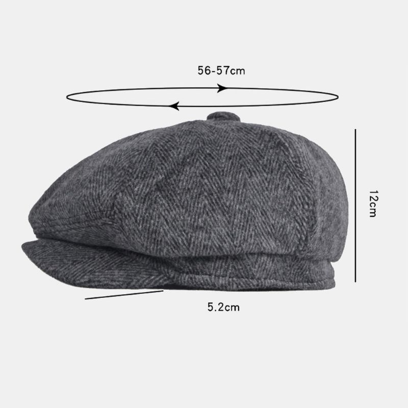 Herren Ballonmützen British Fashion Herringbone Hat Mit Kurzer Krempe Achteckiger Hut Painter Hat