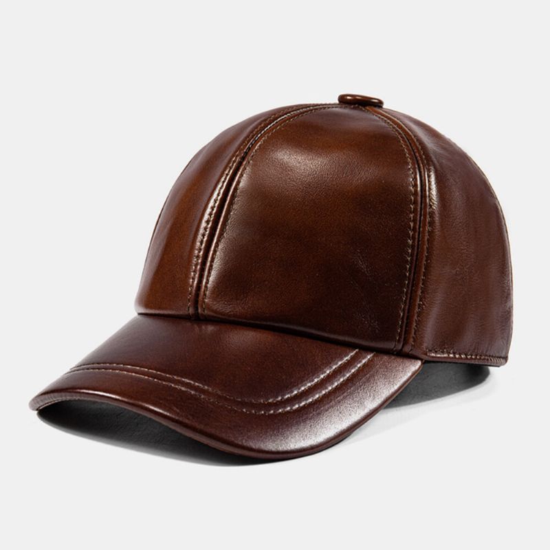 Herren Baseball Cap Rindsleder Uni Herbst Winter Warmer Kälteschutz Autofahrermütze