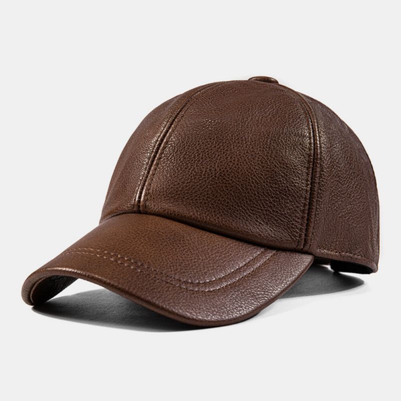 Herren Baseball Cap Rindsleder Uni Herbst Winter Warmer Kälteschutz Autofahrermütze