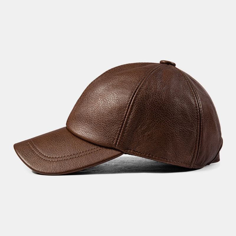 Herren Baseball Cap Rindsleder Uni Herbst Winter Warmer Kälteschutz Autofahrermütze