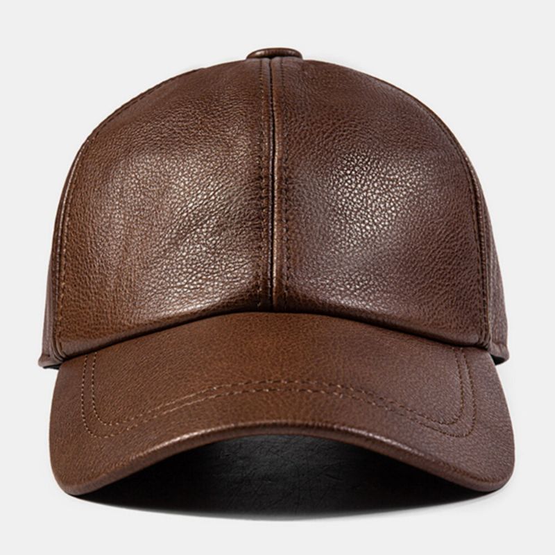 Herren Baseball Cap Rindsleder Uni Herbst Winter Warmer Kälteschutz Autofahrermütze