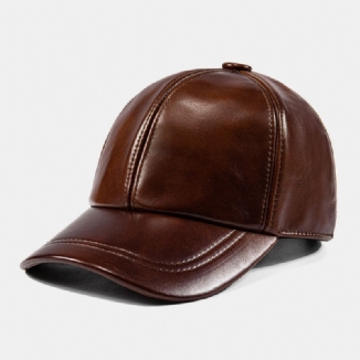 Herren Baseball Cap Rindsleder Uni Herbst Winter Warmer Kälteschutz Autofahrermütze