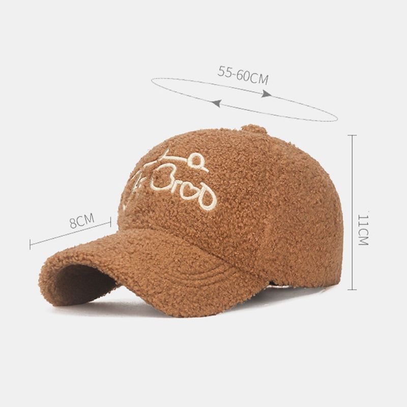 Herren Baseball Cap Teddy Samt Love Letter Stickerei Outdoor All-match Warmth Duck Tongue Cap Damen