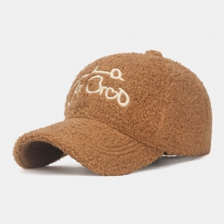 Herren Baseball Cap Teddy Samt Love Letter Stickerei Outdoor All-match Warmth Duck Tongue Cap Damen