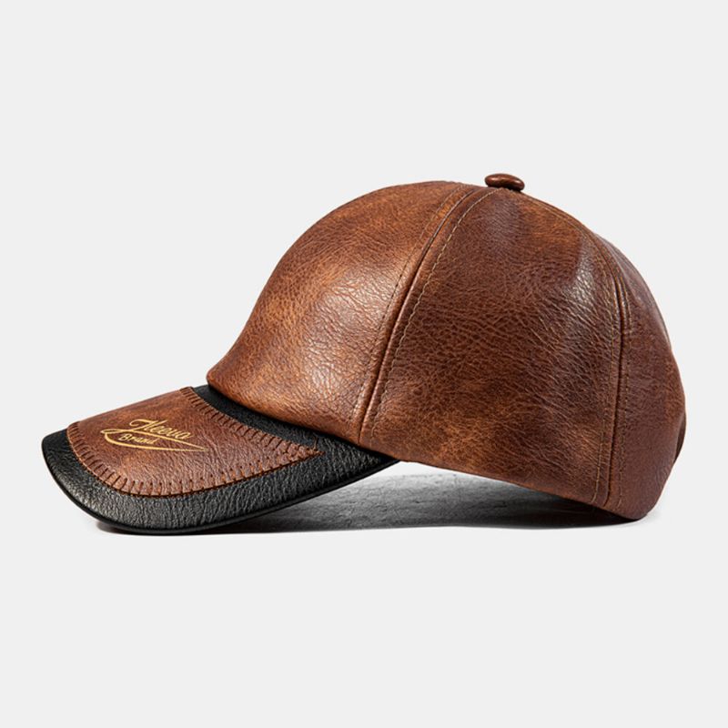 Herren-baseballmütze Pu-nähte Outdoor-sonnenschutz Winddicht Wild Driving Hat