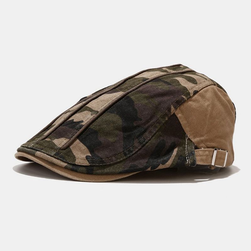 Herren Baumwoll Baskenmütze Camouflage Lässiger Sonnenschutz Forward Hat Schiebermütze